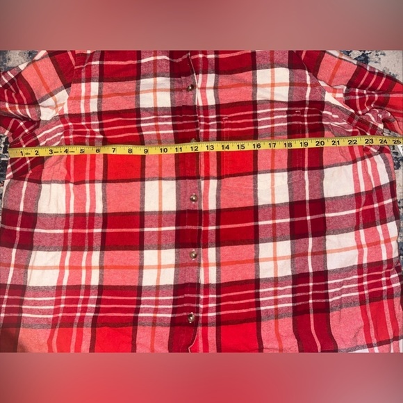 NWT Sonoma Women's Plus Sz 0X Supersoft Flannel Plaid Button Down Shirt Red - Picture 7 of 9